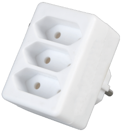 230V 3-fach Euro-Zwischenstecker Eurobuchse, weiß
