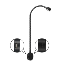 Bett-Anbauleuchte flexibel 12V, EIN/AUS, schwarz