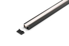 2,5m Ein-/Unterbauprofil schräg schwarz mit Abdeckung 22x12,5mm