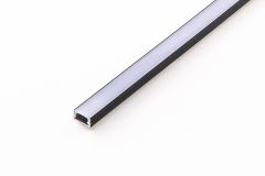 2m Ein-/Unterbauprofil "schwarz" mit Abdeckung milchig 12x7mm