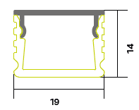 3m Einbauprofil silber mit Abdeckung satiniert 19x14mm (Set zu je 20 stk.)